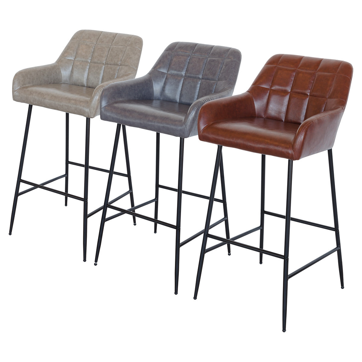 The 2 Freddys Bar Stools, Available in Brown, Grey & Tapue - The Happy Den