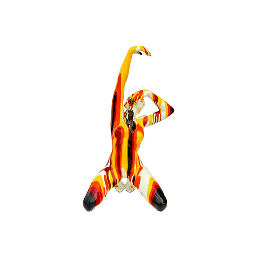 Beautiful Dancing Yoga Ornament, Orange, Yellow and Black Paint - The Happy Den