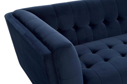 The Blue Harry 3 Seater Velvet Sofa, Gold Legs