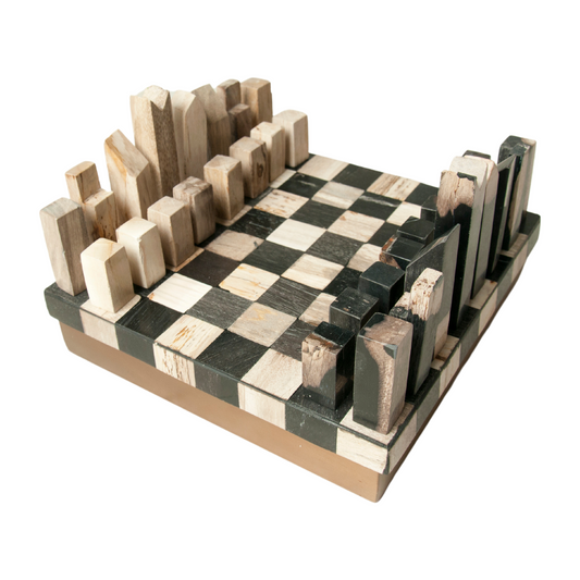 Petrified Wood Chess & Drafts Set, Dark & Light Colour