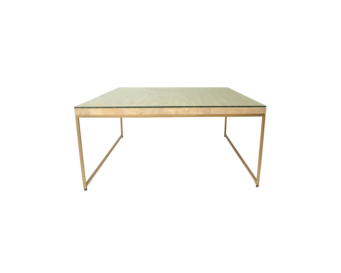 Dune Coffee Table, Glass Top, Gold Steel Frame