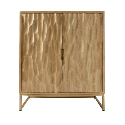 2-Door Cabinet, Mango Wood, Carved Featured Doors