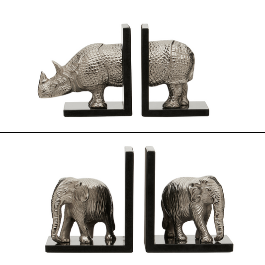 Elephant & Rhino Bookends Bundle, get £16 off and free postage