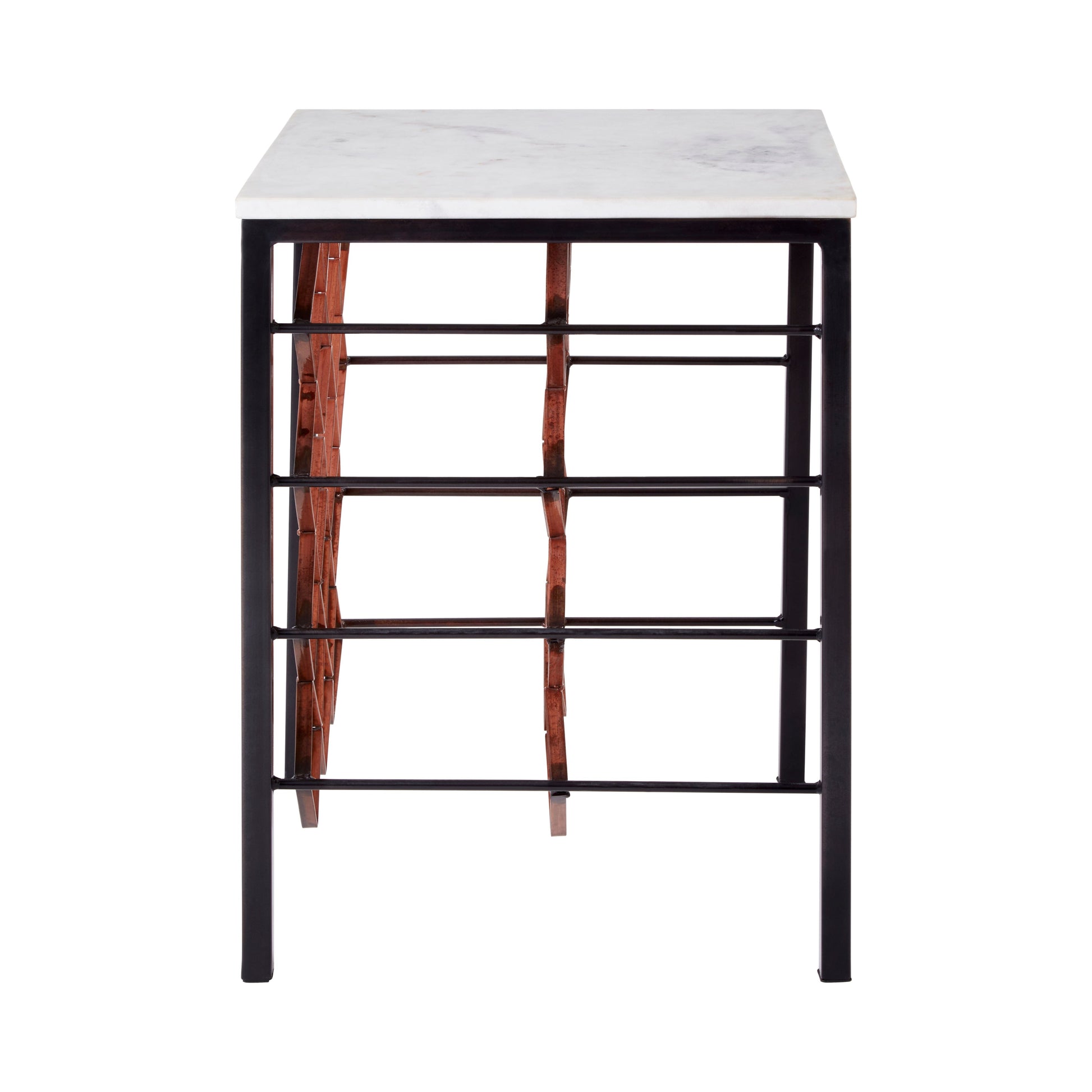 The 18 Marvellous Marble Wine Rack, White Marble on Black & Iron Bronze Frame - The Happy Den