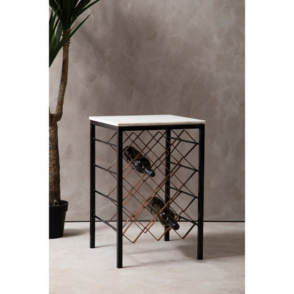 The 18 Marvellous Marble Wine Rack, White Marble on Black & Iron Bronze Frame - The Happy Den