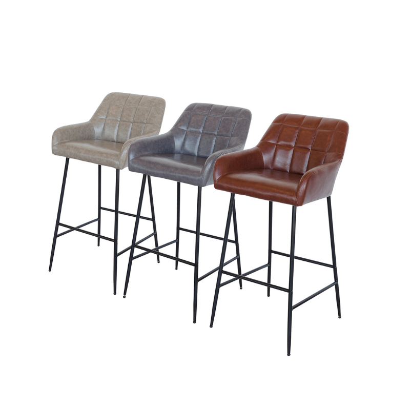 The 2 Freddys Bar Stools, Available in Brown, Grey & Tapue - The Happy Den