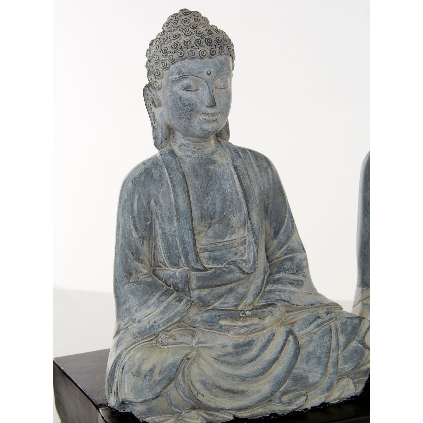 The 3 Wise Buddha’s Lamp, Sleek Rectangular Black Plinth, on a Slim Metal Rod - The Happy Den