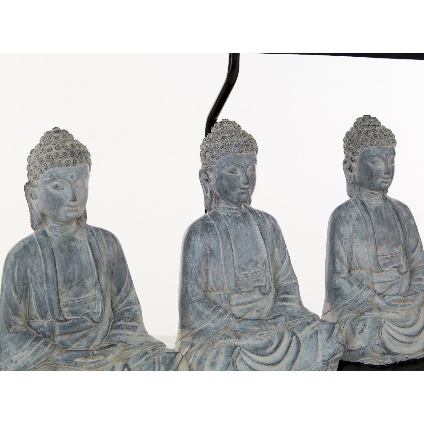 The 3 Wise Buddha’s Lamp, Sleek Rectangular Black Plinth, on a Slim Metal Rod - The Happy Den