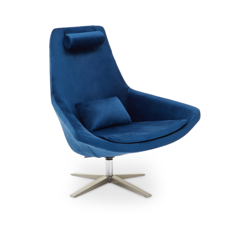 The Frida Chair, Midnight Blue or Grey, Velvet, Mid-Century Style