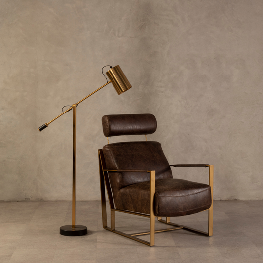 The Head Honcho Lounge Chair, Brown Leather, Iron Frame