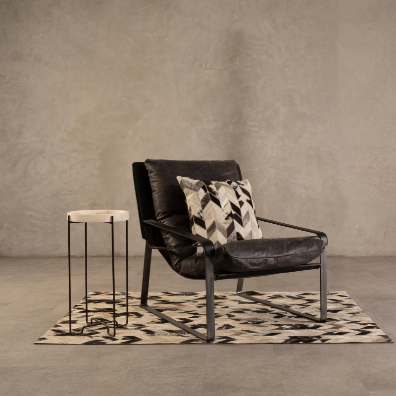 The Honcho Lounge Chair, Brown Leather, Iron Legs