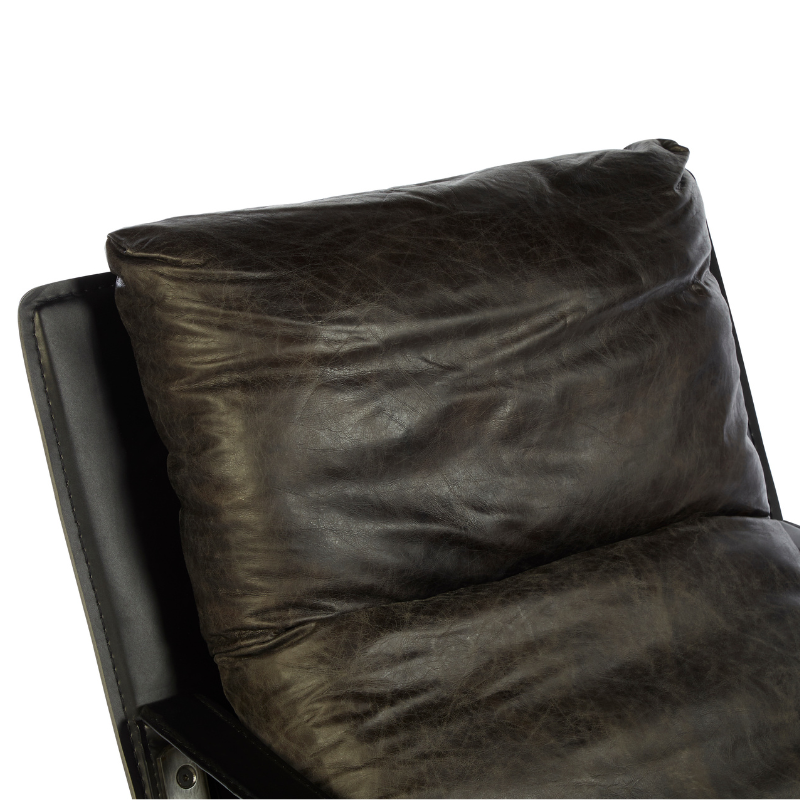 The Honcho Lounge Chair, Brown Leather, Iron Legs