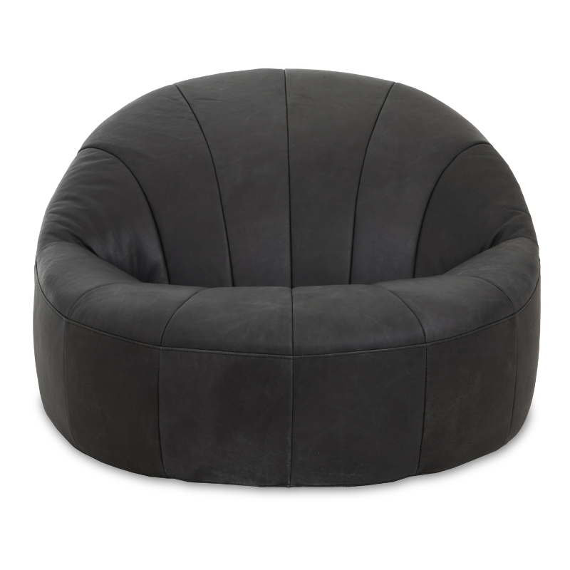 The Little Honcho Chair, Charcoal Leather, Puffy Style