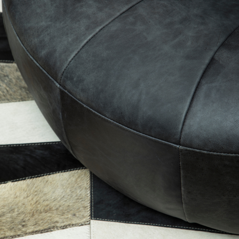 The Little Honcho Chair, Charcoal Leather, Puffy Style