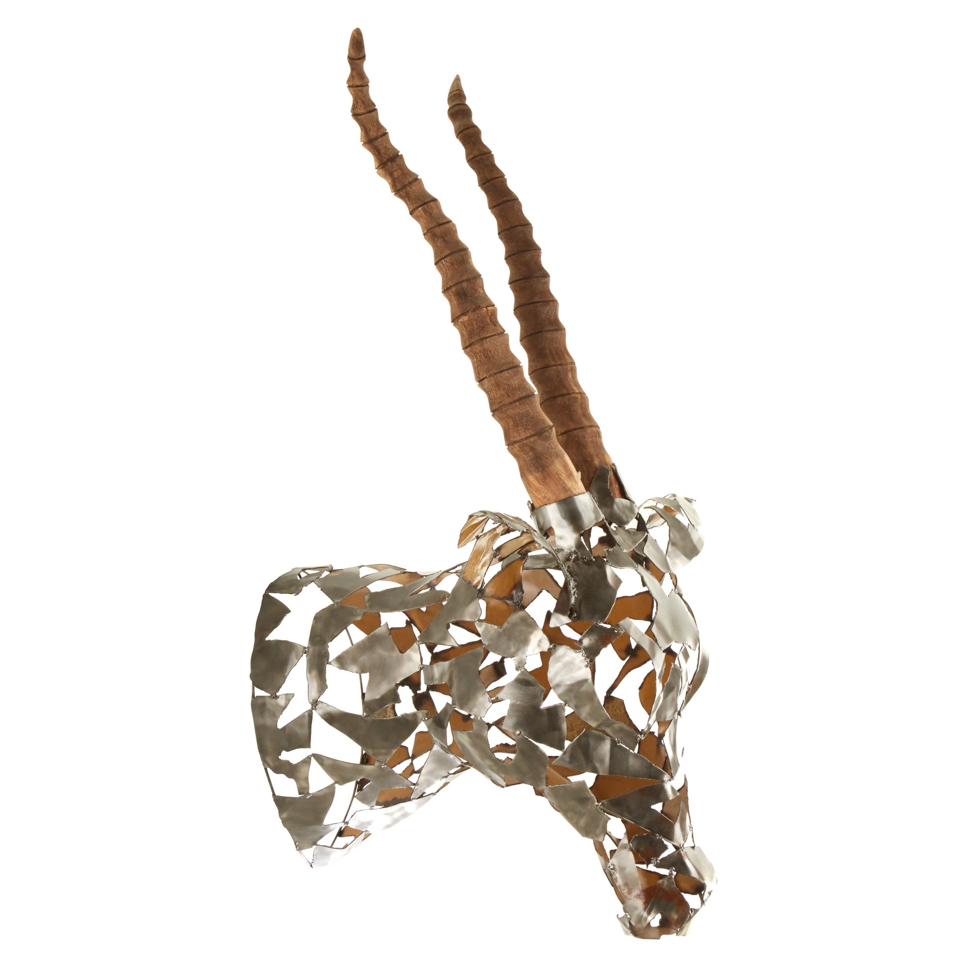 The Mad Max Antelope Ornament, Recycled Metal Shards, Wall Ornament - The Happy Den