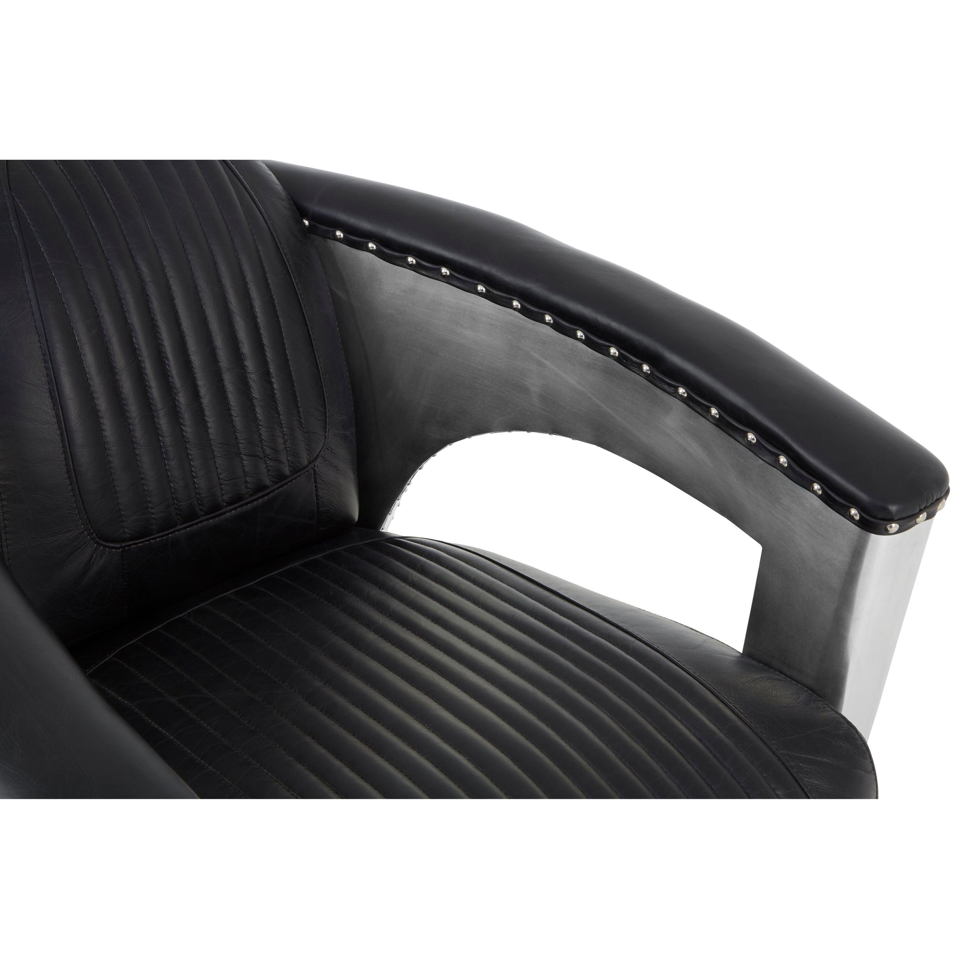 The Masters Armchair, Black Leather on Silver Metal, The Ultimate Man Cave Chair - The Happy Den