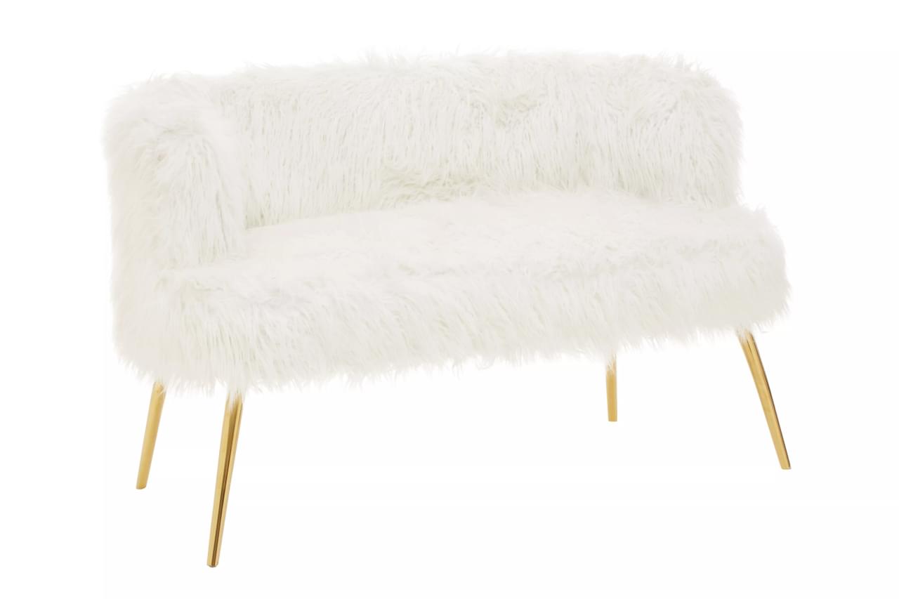 The Miller Sofa, White Faux Fur, Black or Gold Legs