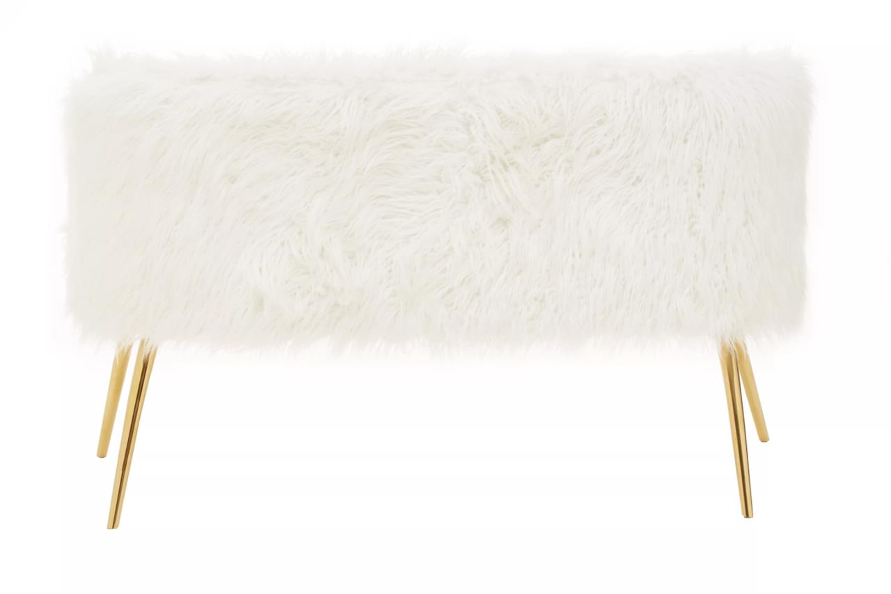 The Miller Sofa, White Faux Fur, Black or Gold Legs