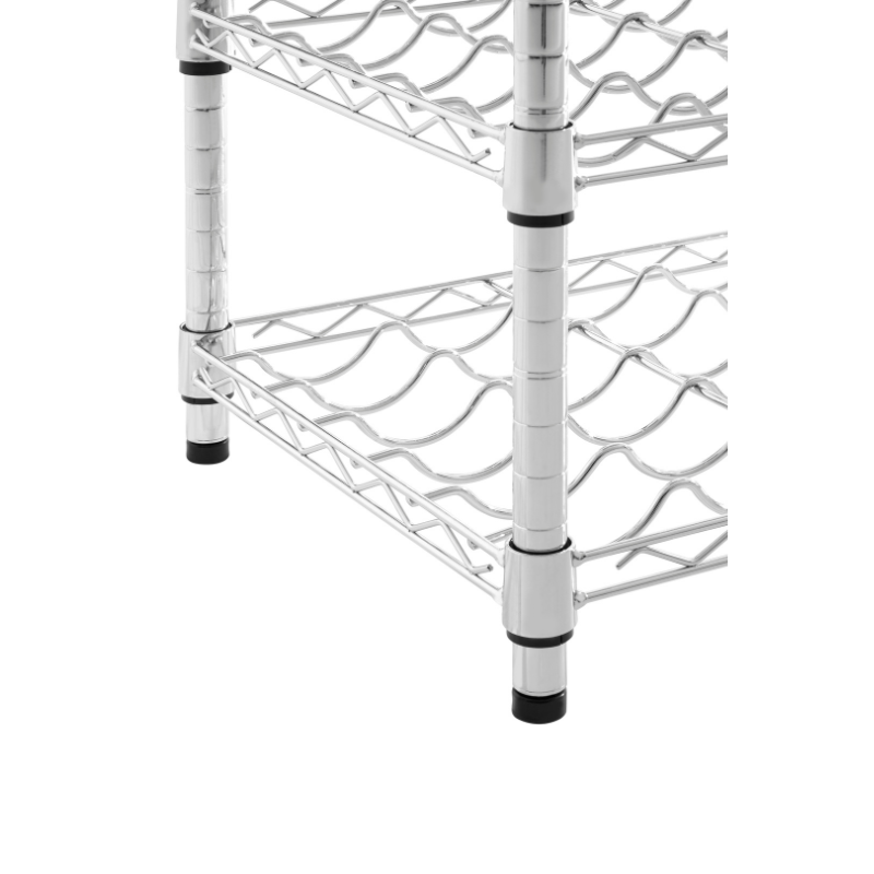 The Munich Wine Rack, 4 tiers, Holds up to 36  bottles, Silver Metal and Bamboo Top