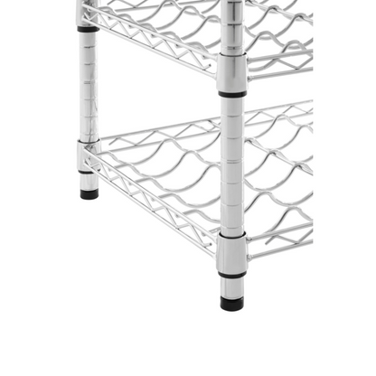 The Munich Wine Rack, 4 tiers, Holds up to 36  bottles, Silver Metal and Bamboo Top