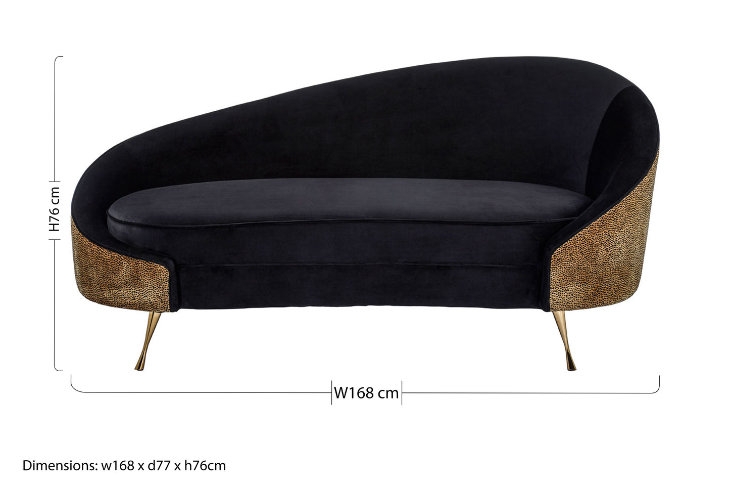 The New York Chaise Longue, Leopard Print, Black & Gold