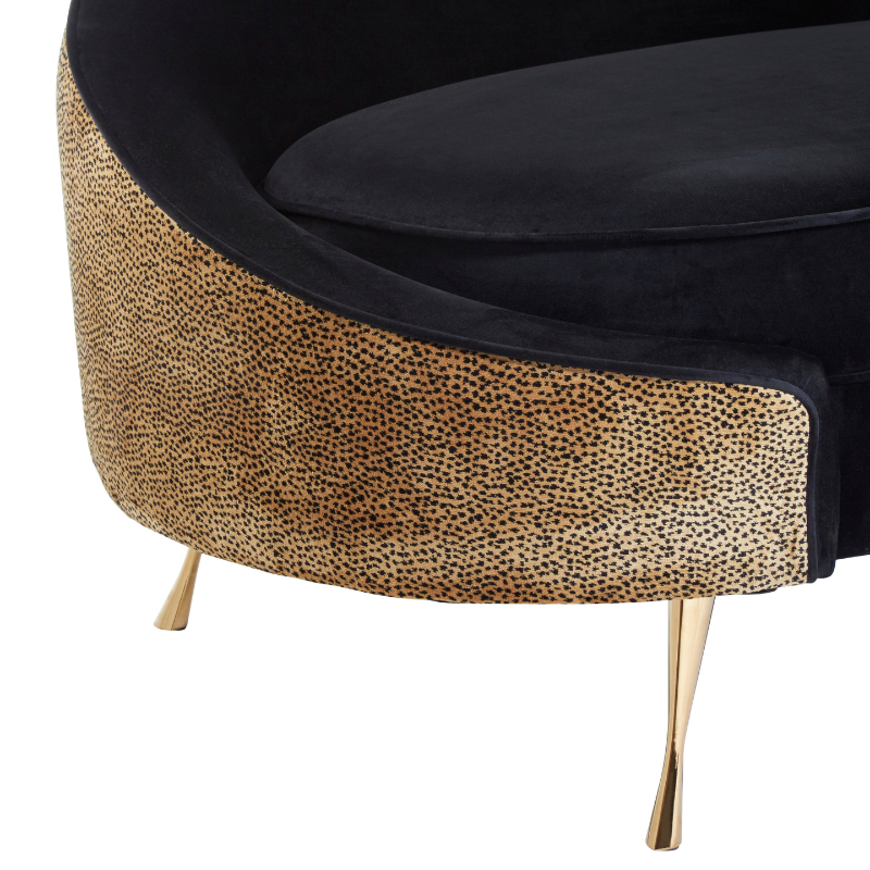 The New York Chaise Longue, Leopard Print, Black & Gold