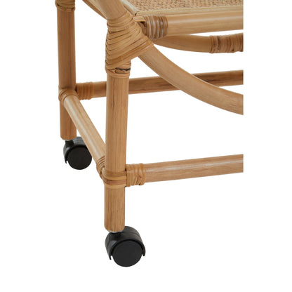 The Rattan Libations Drinks Cart, Bamboo Colour, on Wheels - The Happy Den