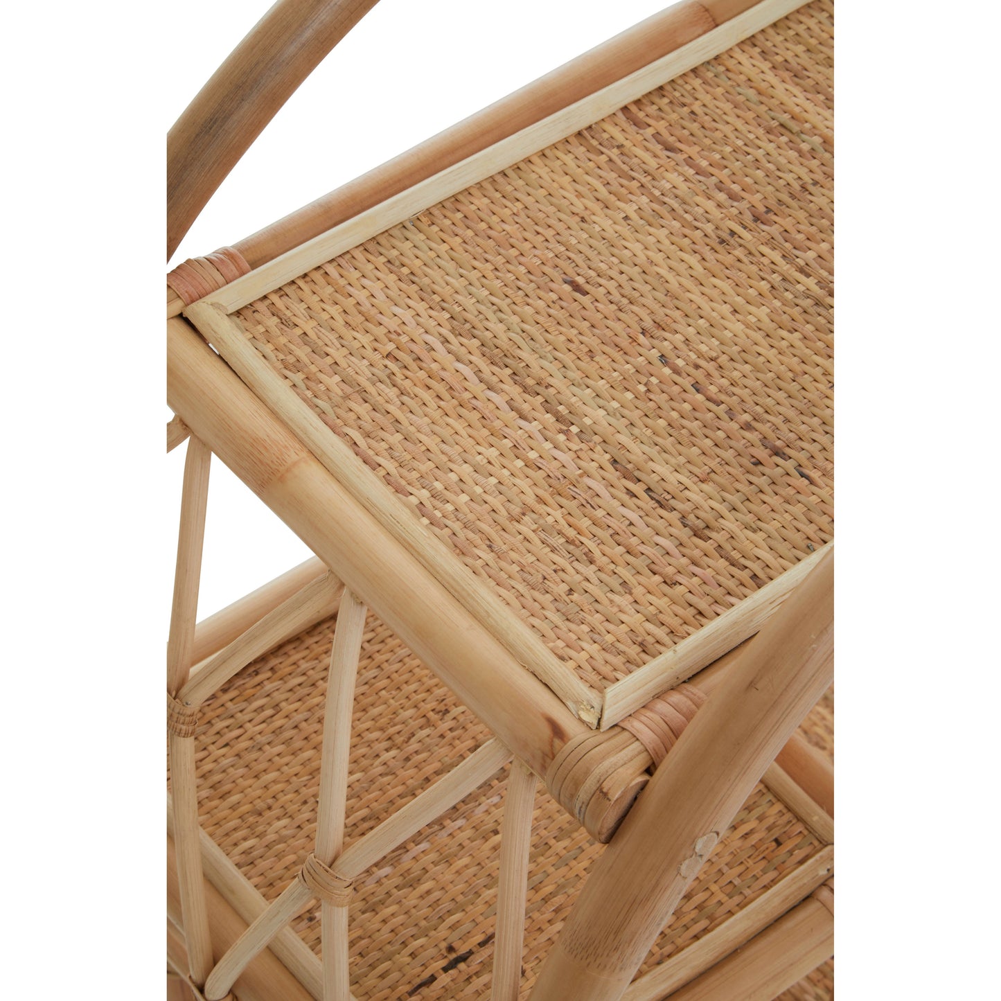 The Rattan Libations Drinks Cart, Bamboo Colour, on Wheels - The Happy Den