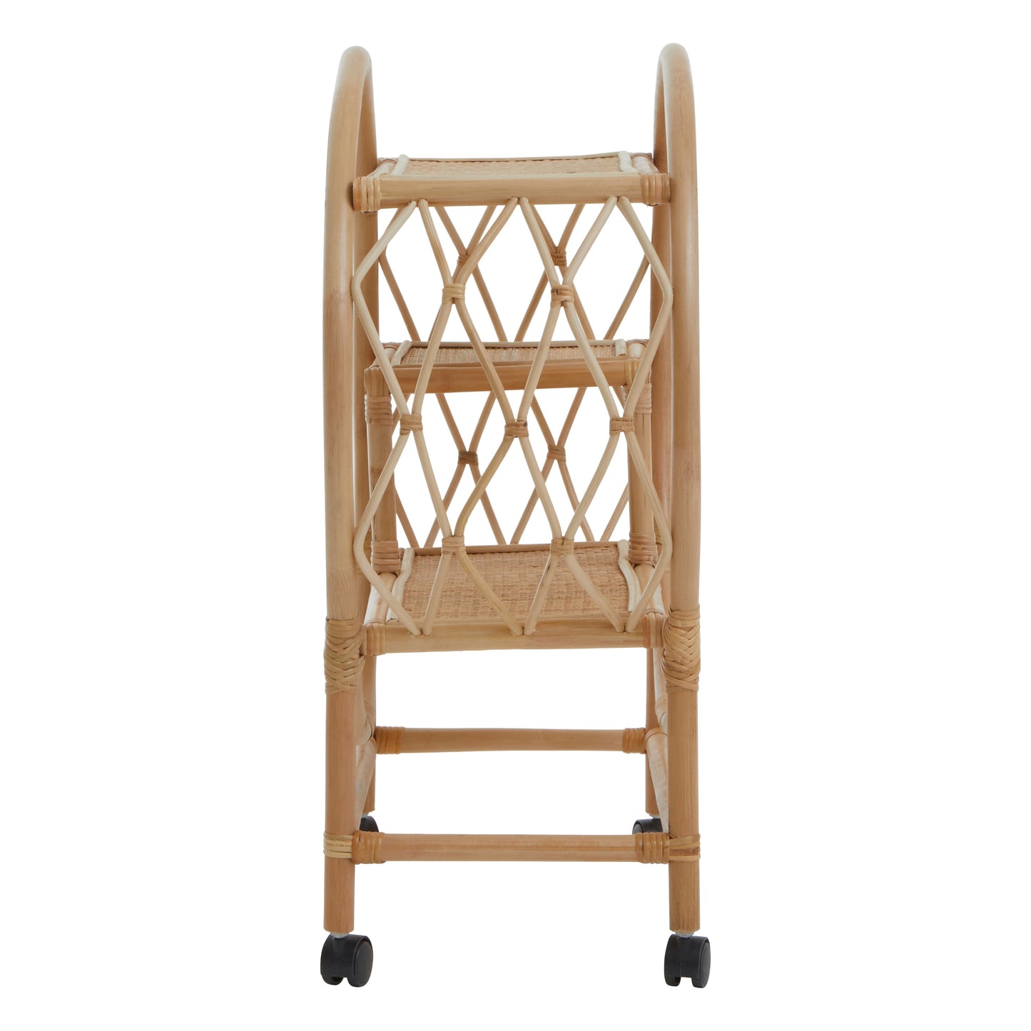 The Rattan Libations Drinks Cart, Bamboo Colour, on Wheels - The Happy Den