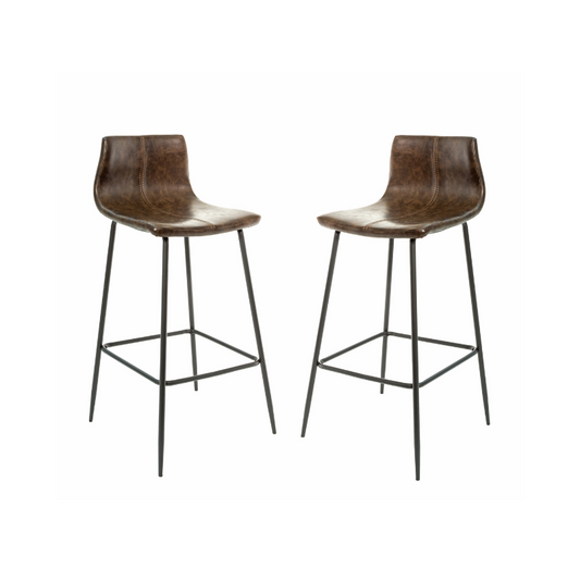 The Swagger Seats, Pair of Luxury Bar Stools, Vegan Leather, Choice of 5 Colours - The Happy Den