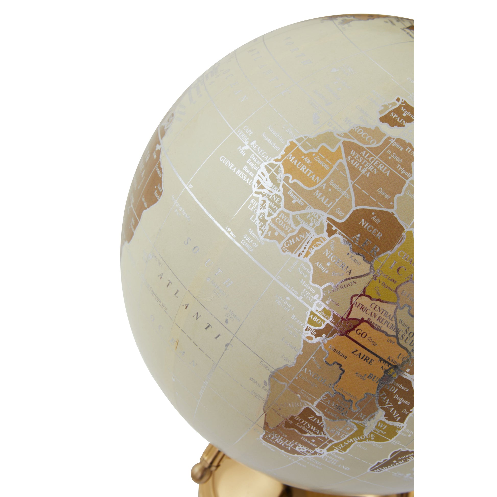The Travellers Globe, Black & Silver or Cream & Gold, Polished Metallic Finish - The Happy Den