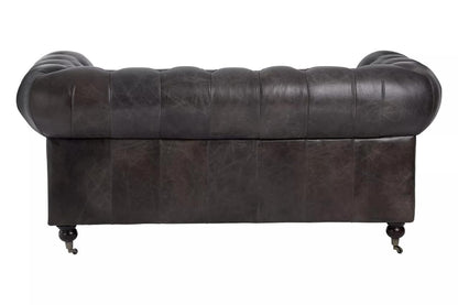 The Too Frank, Chesterfield Grey Sofa. 2 Seater, Leather