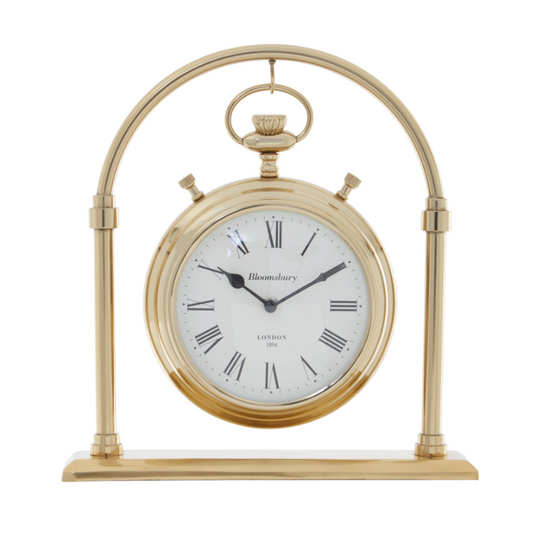 Bloomsbury Large Round Mantel Clock, Gold Finish