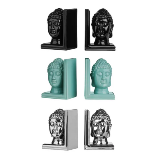 Prince Buddha Bookends, Black, Silver or Turquoise