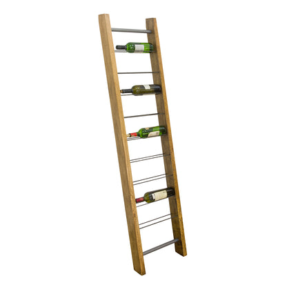 Luxury Ladder Wine Rack, Holds 9 bottles, Wood & Steel - The Happy Den