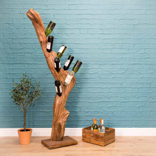 The Magic 8 Wine Rack, Natural Teak Wood - The Happy Den