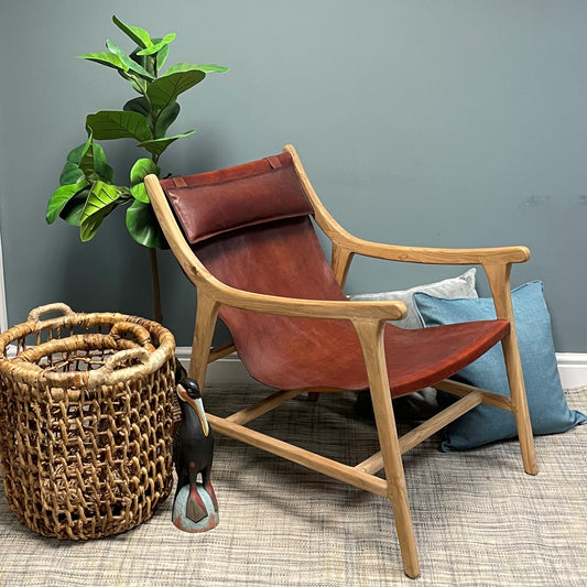 The 2 Kenya's - 2 Leather Chairs, Wooden Frames - The Happy Den