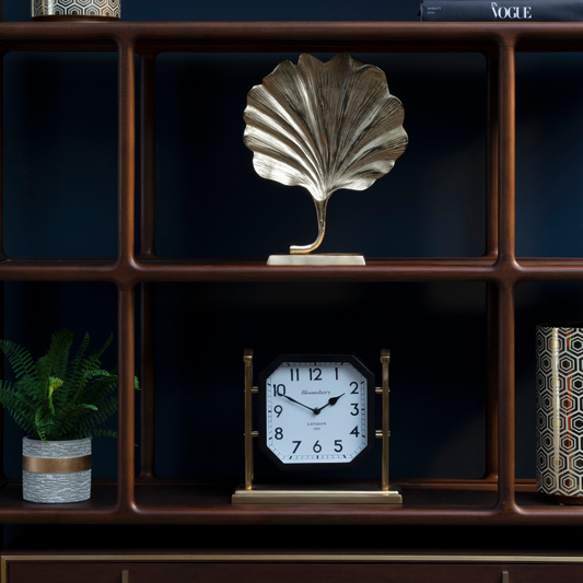 The Bloomsbury Heath Retro-Style Mantel Clock, Black & Gold