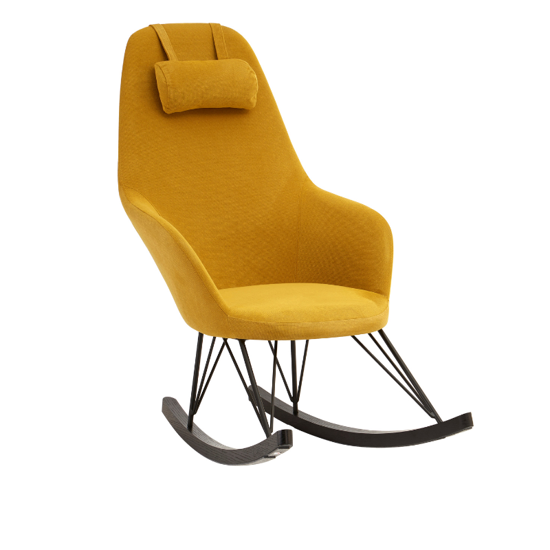 The Hickory Rocking Chair, Yellow, Blue or Grey Velvet, Quality Wood
