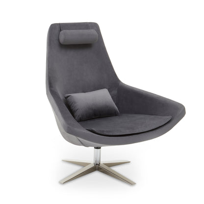 The Frida Chair, Midnight Blue or Grey, Velvet, Mid-Century Style